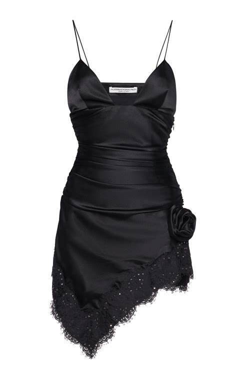 burberry lace-trimmed silk-satin mini dress